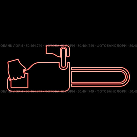 Neon chainsaw in hand lumberjack woodcutter red color vector illustration image flat style light. Neon chainsaw in hand lumberjack woodcutter red color vector illustration image flat style. Стоковая иллюстрация, агентство Ingram Publishing / Фотобанк Лори