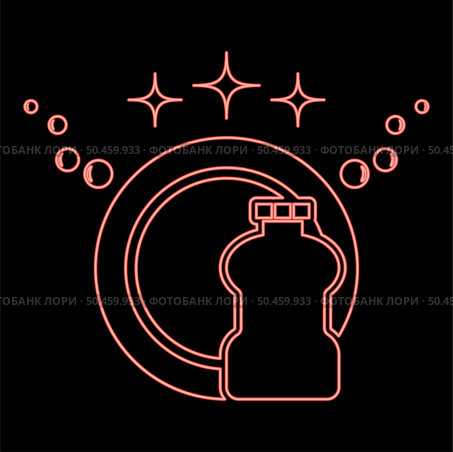 Neon concept of clean dishes red color vector illustration image flat style light. Neon concept of clean dishes Scrubbing red color vector illustration image flat style. Стоковая иллюстрация, агентство Ingram Publishing / Фотобанк Лори