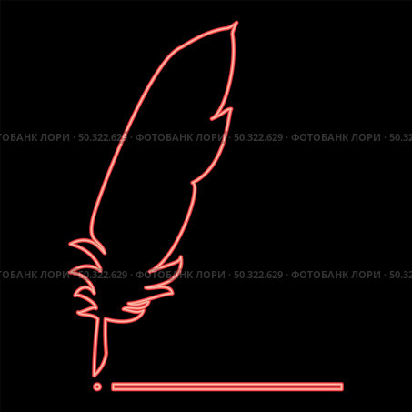 Neon feather red color vector illustration flat style light image. Neon feather red color vector illustration flat style image. Стоковая иллюстрация, агентство Ingram Publishing / Фотобанк Лори