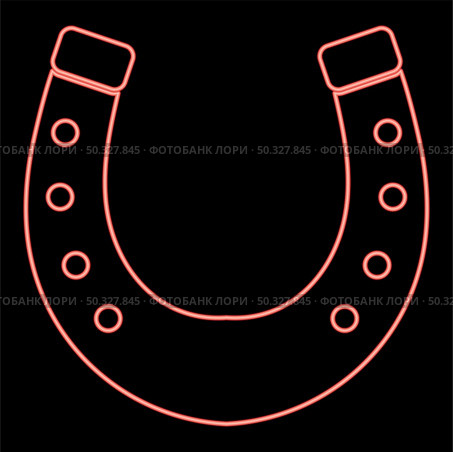 Neon horseshoe red color vector illustration flat style light image. Neon horseshoe red color vector illustration flat style image. Стоковая иллюстрация, агентство Ingram Publishing / Фотобанк Лори