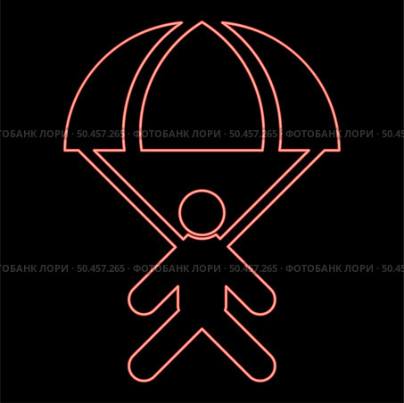 Neon parachute jumper red color vector illustration image flat style light. Neon parachute jumper red color vector illustration image flat style. Стоковая иллюстрация, агентство Ingram Publishing / Фотобанк Лори