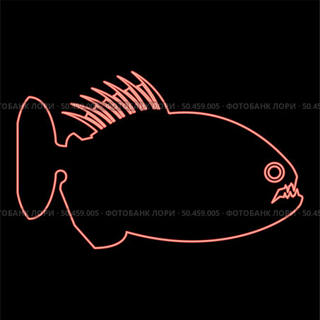 Neon piranha angry fish red color vector illustration image flat style light. Neon piranha angry fish red color vector illustration image flat style. Стоковая иллюстрация, агентство Ingram Publishing / Фотобанк Лори