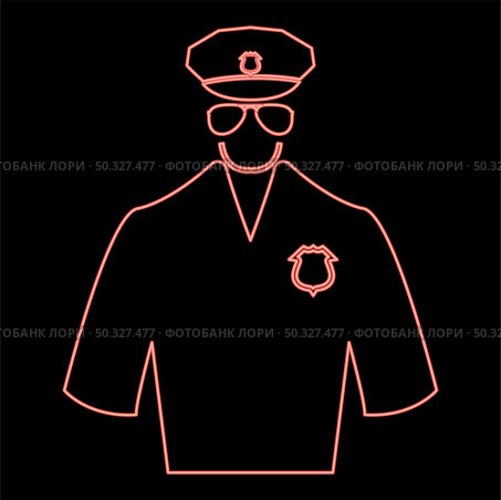 Neon police red color vector illustration flat style light image. Neon police red color vector illustration flat style image. Стоковая иллюстрация, агентство Ingram Publishing / Фотобанк Лори