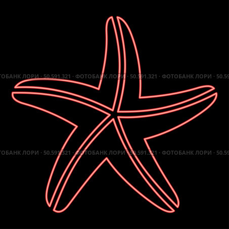 Neon starfish sea star red color vector illustration image flat style light. Neon starfish sea star red color vector illustration image flat style. Стоковая иллюстрация, агентство Ingram Publishing / Фотобанк Лори
