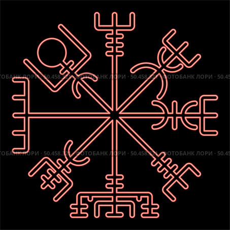 Neon vegvisir runic compass galdrastav Navigation compass symbol red color vector illustration image flat style light. Neon vegvisir runic compass galdrastav Navigation compass symbol red color vector illustration image flat style. Стоковая иллюстрация, агентство Ingram Publishing / Фотобанк Лори