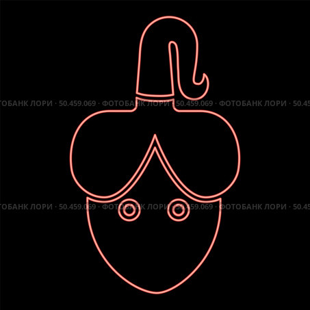 Neon woman head with scythe Face in front red color vector illustration image flat style light. Neon woman head with scythe Face in front red color vector illustration image flat style. Стоковая иллюстрация, агентство Ingram Publishing / Фотобанк Лори