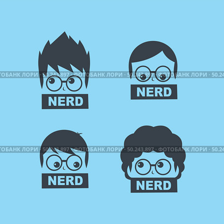nerd geek guy cartoon character sign logo vector art. nerd geek guy cartoon character sign logo vector. Стоковая иллюстрация, агентство Ingram Publishing / Фотобанк Лори