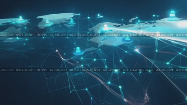 Network connecting user icons with glowing lines on blue background. Стоковое AI-видео, аниматор Юрий Поздников / Фотобанк Лори