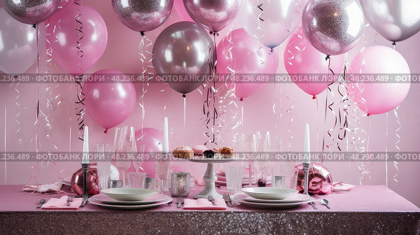 newyear pink holiday ai generated. Стоковое AI-изображение, AI-художник Vectorwin / Фотобанк Лори