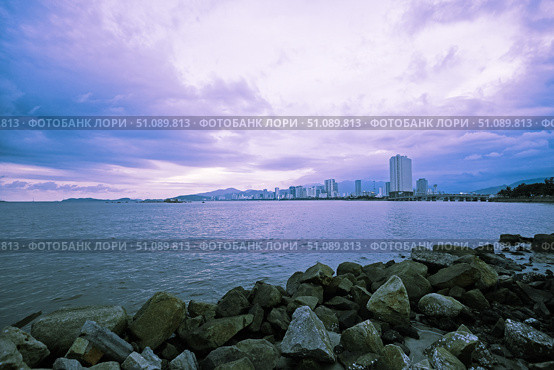 Nha Trang skyline in the evening Vietnam. Стоковое фото, фотограф Андрей Иванов / Фотобанк Лори