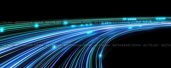 Night road lights. Lights of moving cars at night. long exposure. Стоковое AI-изображение, AI-художник Ярославский Максим / Фотобанк Лори