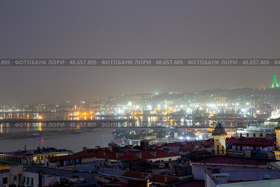 Night view from above of the city of Algiers and Great Mosque of Algiers. Republic of Algeria. Стоковое фото, фотограф Евгений Ткачёв / Фотобанк Лори