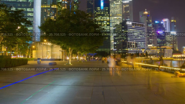 Nighttime Singapore hyperlapse. Стоковое видео, видеограф Кирилл Трифонов / Фотобанк Лори
