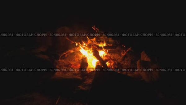 Ночной костер. Стоковое видео, видеограф Степан Столбовский / Фотобанк Лори