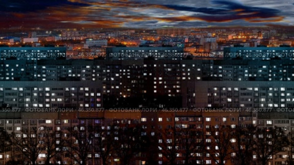 Ночной российский город. Стоковая анимация, аниматор Сергей Смирнов-Соколов / Фотобанк Лори