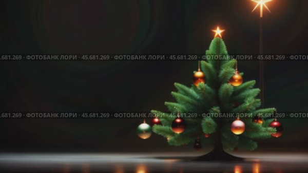 Новогодняя елка на черном фоне. Стоковое AI-видео, аниматор Виктория Кольцова / Фотобанк Лори
