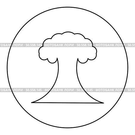 Nuclear explosion burst mushroom explosive destruction icon in circle round black color vector illustration image outline contour line thin style simple. Nuclear explosion burst mushroom explosive destruction icon in circle round black color vector illustration image outline contour line thin style. Стоковая иллюстрация, агентство Ingram Publishing / Фотобанк Лори