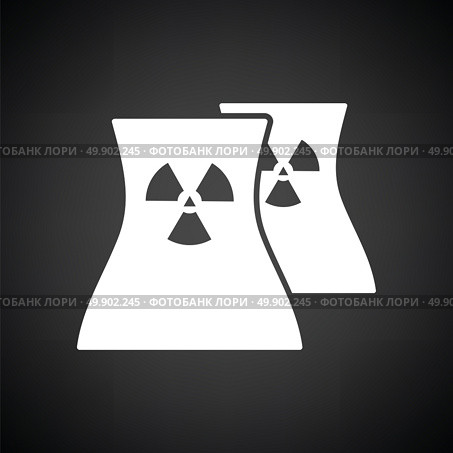 Nuclear station icon. Black background with white. Vector illustration. Стоковая иллюстрация, агентство Ingram Publishing / Фотобанк Лори