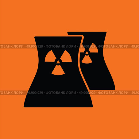 Nuclear station icon. Orange background with black. Vector illustration. Стоковая иллюстрация, агентство Ingram Publishing / Фотобанк Лори