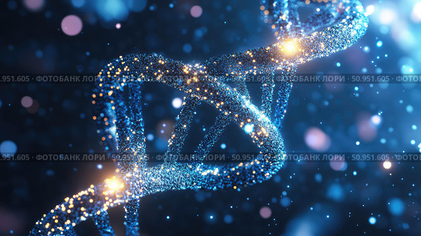 nucleotides beaming DNA double helix ai generated. Стоковое AI-изображение, AI-художник Vectorwin / Фотобанк Лори