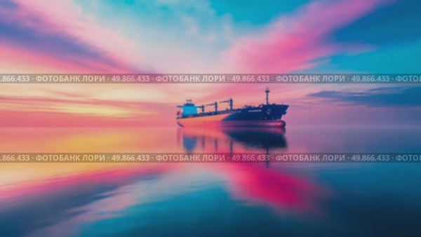 Ocean Vessel at Sunrise. Стоковое AI-видео, аниматор Данила Большаков / Фотобанк Лори