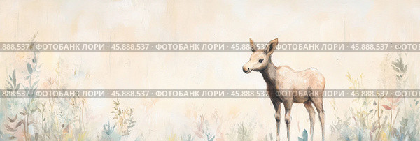 Очаровательный лосенок в спокойном природном окружении для тематики дикой природы. Стоковое AI-изображение, AI-художник ФотоИнтеллект / Фотобанк Лори