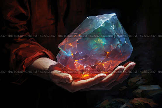 Octagonal Magic stone ball. Generate Ai. Стоковое AI-изображение, AI-художник Иван Рябоконь / Фотобанк Лори