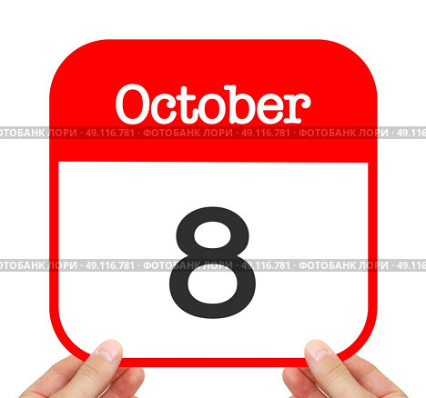 October 8 written on a calendar. Стоковое фото, агентство Ingram Publishing / Фотобанк Лори