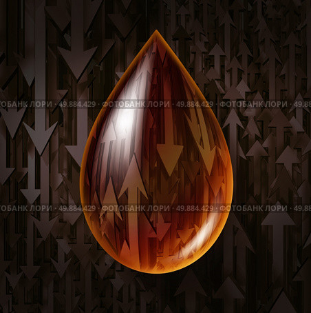 Oil industry volatility business symbol as prices drop or rise concept as a drop of fuel gas or crude petroleum with arrows for declining or rising fluctuations in the price of a barrel. Стоковое фото, агентство Ingram Publishing / Фотобанк Лори