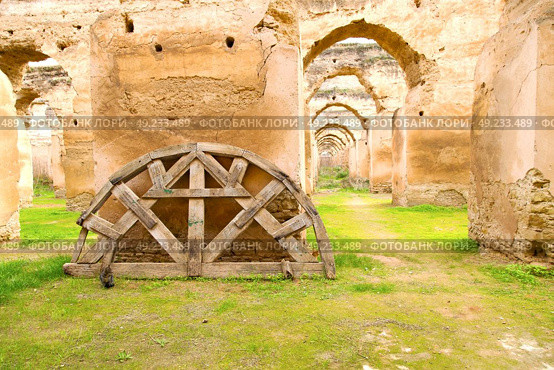 old moroccan granary in the green grass and archway  wall. Стоковое фото, агентство Ingram Publishing / Фотобанк Лори