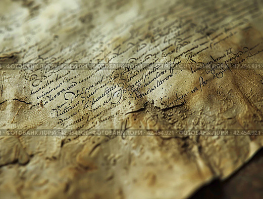 Old parchment paper with illegible writing on it,    Generative AI. Стоковое AI-изображение, AI-художник Анна Кривицкая / Фотобанк Лори