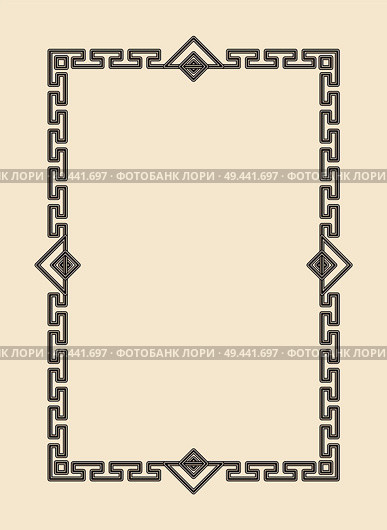 Old vintage frame with cut angles and thin swirls. Elegant framework ornate with curls. Gorgeous frame black outline isolated vector illustration.. Old Vintage Frame with Cut Angles and Thin Swirls. Стоковая иллюстрация, агентство Ingram Publishing / Фотобанк Лори