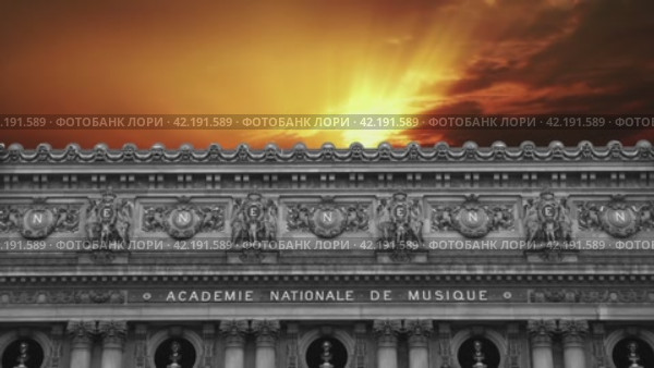 Opera Garnier (Garnier Palace) against the background of the sunset, Paris, France. (2024 год). Стоковое видео, видеограф Владимир Журавлев / Фотобанк Лори