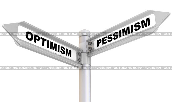 Optimism and pessimism. Road sign. Стоковая иллюстрация, иллюстратор WalDeMarus / Фотобанк Лори