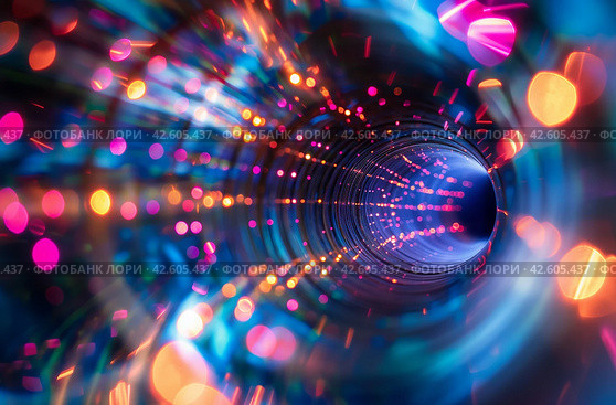 Optoelectronic technology tunnel. Стоковое AI-изображение, AI-художник Данил Руденко / Фотобанк Лори