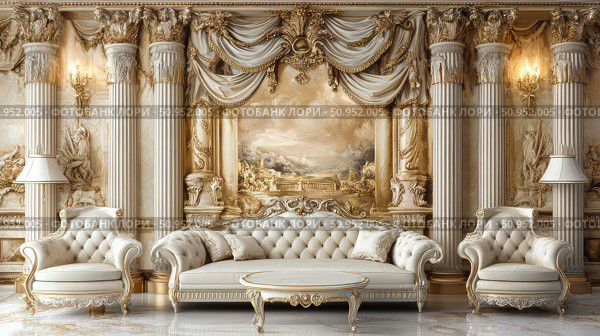 opulent luxury wall ai generated. Стоковое AI-изображение, AI-художник Vectorwin / Фотобанк Лори