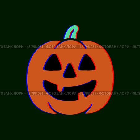 Оранжевая мультяшная тыква в стиле анаглифик ( 3D anaglyphic) Jack-o-lantern с улыбающимся и зловещим лицом в наивном стиле для осенних и Хэллоуин (Halloween) проектов. Стоковая иллюстрация, иллюстратор Владислав Войтов / Фотобанк Лори
