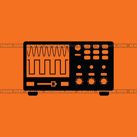 Oscilloscope icon. Orange background with black. Vector illustration. Стоковая иллюстрация, агентство Ingram Publishing / Фотобанк Лори