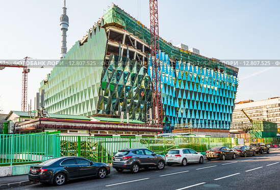 Останкино. Строительство нового телевизионного центра НТВ. Москва (2015 год). Редакционное фото, фотограф Владимир Князев / Фотобанк Лори