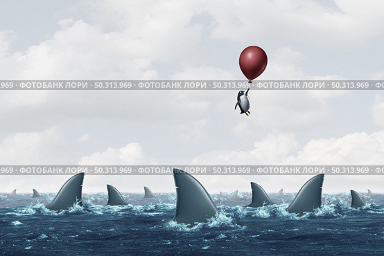 Overcoming risk and a concept representing difficulty and to overcome a difficult and challenging problem with 3D render elements. Стоковое фото, агентство Ingram Publishing / Фотобанк Лори