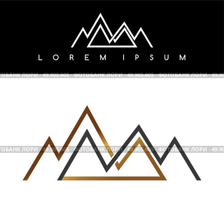 Overlapped line mountains symbol golden monochromatic sign logotypes logo. Стоковая иллюстрация, агентство Ingram Publishing / Фотобанк Лори