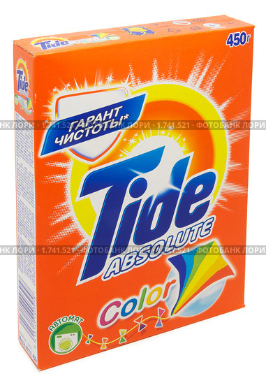 Пачка стирального порошка Tide absolute (2010 год). Редакционное фото, фотограф Андрей Андреев / Фотобанк Лори