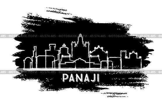 Panaji India City Skyline Silhouette. Hand Drawn Sketch. Business Travel and Tourism Concept with Modern Architecture. Panaji Cityscape with Landmarks. Стоковая иллюстрация, иллюстратор Игорь Сорокин / Фотобанк Лори