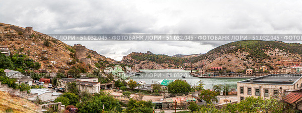 Панорама балаклавской бухты. Балаклава. Севастополь. Крым. Стоковое фото, фотограф Сергей Афанасьев / Фотобанк Лори