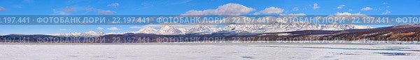 Панорама массива Мунку-Сардык со стороны озера Хубсугул. Стоковое фото, фотограф Виктор Никитин / Фотобанк Лори