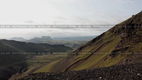 Panorama mountain landscape, Iceland. Стоковое видео, видеограф Юлия Колтырина / Фотобанк Лори