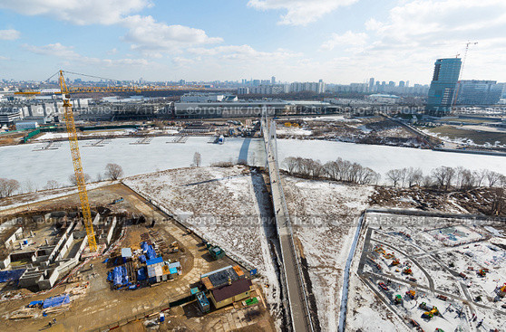 Панорама поймы реки Москва в Павшино, Красногорск (2015 год). Редакционное фото, фотограф Володина Ольга / Фотобанк Лори