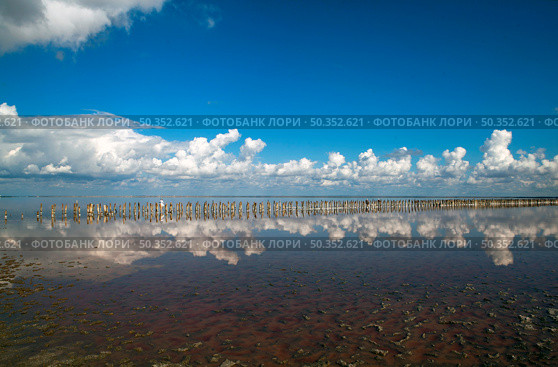 Панорама розового солёного озера Сасык-Сиваш. Крым. Стоковое фото, фотограф Сергей Афанасьев / Фотобанк Лори