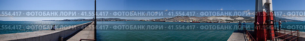 Panorama Tsemes Bay Novorossiysk port city. (2016 год). Стоковое фото, фотограф Леонид Еремейчук / Фотобанк Лори