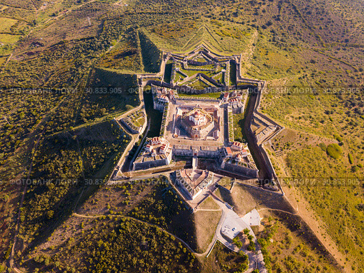 Panoramic landscape of fortress of Nossa Senhora da Graca in Elvas (2019 год). Стоковое фото, фотограф Яков Филимонов / Фотобанк Лори